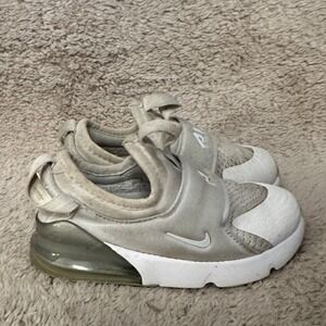 Nike Air Max 270 Extreme Kids Shoes White Metallic Silver CI1109-100 Size 10C